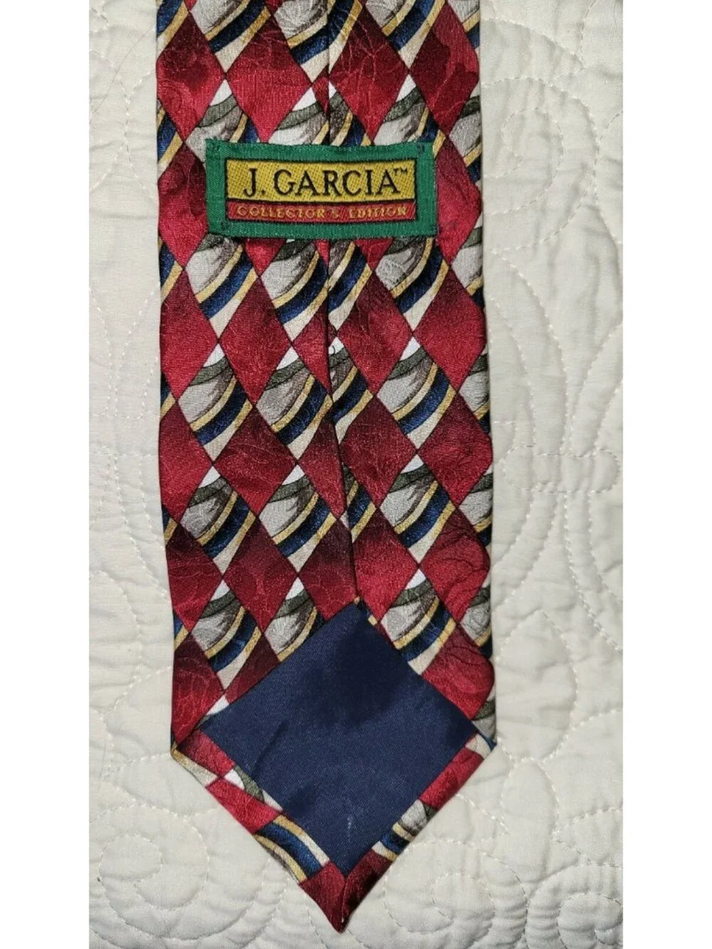 J Jerry Garcia Collector's  Edition100% Silk  Tie  Red Green Blue Diamonds